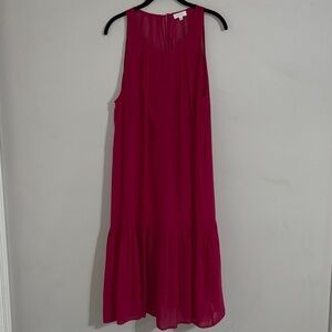 Aritzia Wilfred Sonnet Silk Midi Dress in Punch Pink Size Large
